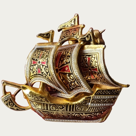 Other - Vintage Brooch. Spanish Damascene Galleone Ship Brooch